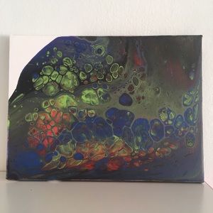Green Red Blue Abstract acrylic painting wall art